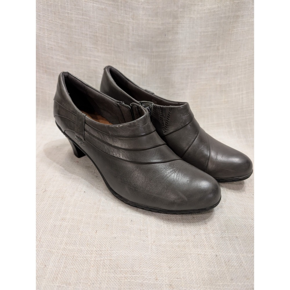 Rockport Cobb Hill Melissa Leather Ankle Bootie Gray Low Heel Women's 9.5 N